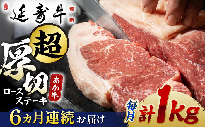 【6回定期便】熊本県産 延寿牛 あか牛 ロース ステーキ 約 500g×2枚【有限会社 九州食肉産業】 [ZDQ110]