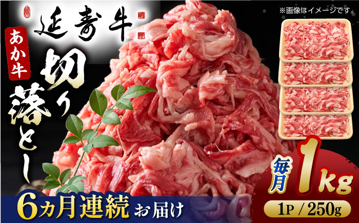 【6回定期便】熊本県産 延寿牛 あか牛 切り落とし 約 250g×4P【有限会社 九州食肉産業】 [ZDQ119]