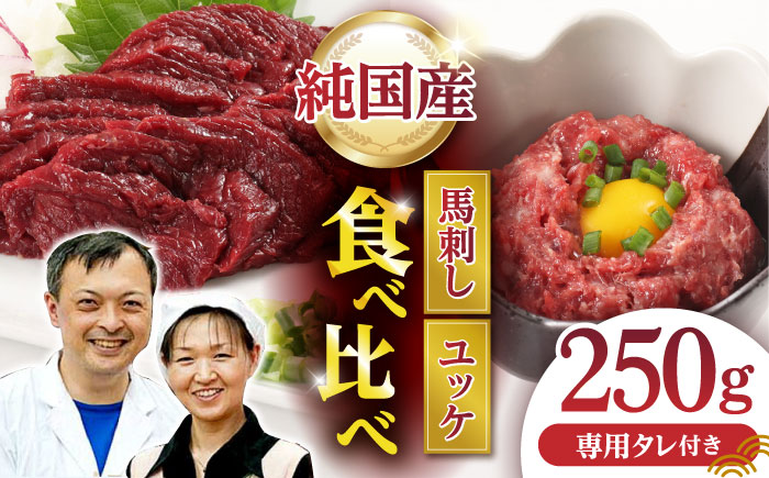 【純国産】熊本の味 「桜」 馬刺し 晩酌セット (赤身・ユッケ) 約250g タレ付【有限会社 九州食肉産業】 [ZDQ143]