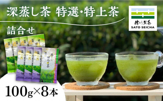 深蒸し茶 特選 ・ 特上茶 詰合せ 100g×8本セット 【有限会社 佐とう製茶】 [ZAS003]