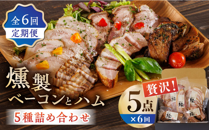 【6回定期便】燻製 ベーコン・ハム 5種詰め合わせ 【燻製工房 縁】 スモーク ベーコン ハム ソーセージ フランクフルト ウインナー お肉 熊本県  [ZBF025]