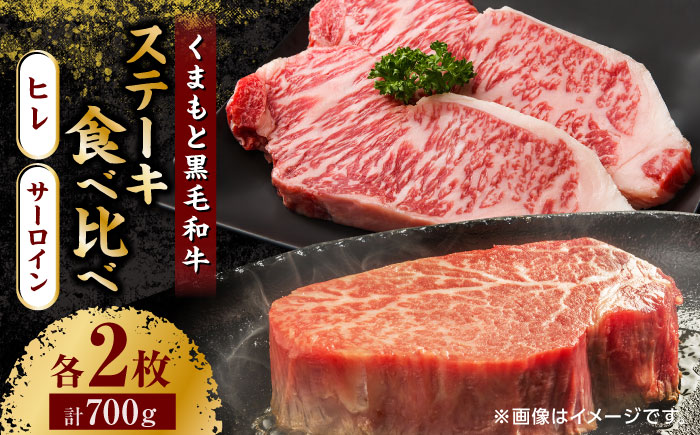 【年内発送は12月21日ご入金分まで！】 くまもと黒毛和牛 ステーキ食べ比べ ヒレ・サーロインステーキ 各2枚【民守】 サーロイン ヒレ 赤身 食べ比べ セット 霜降り ステーキセット [ZBL027]