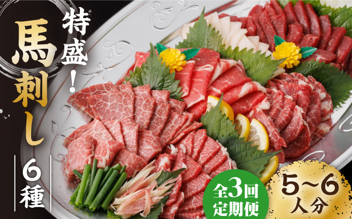 【3回定期便】馬刺し 特盛！バラエティセット 6種類 ?5・6人前? ＋タレ大【馬刺しの郷 民守】  肉 馬肉 馬 熊本県 特産品 特産  [ZBL049]