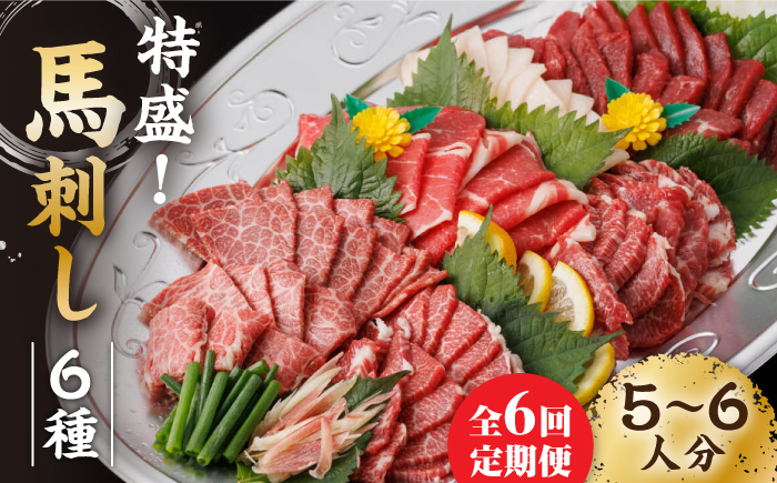 【6回定期便】馬刺し 特盛！バラエティセット 6種類 ?5・6人前? ＋タレ大【馬刺しの郷 民守】  肉 馬肉 馬 熊本県 特産品 特産  [ZBL077]