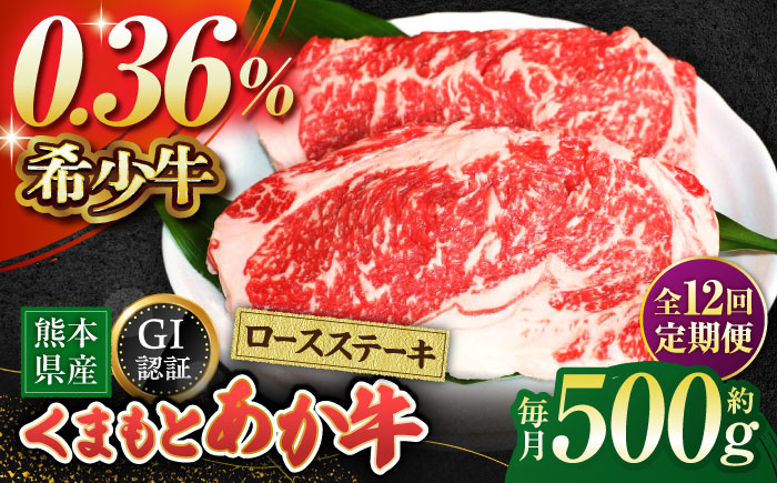 【全12回定期便】GIくまもとあか牛ロースステーキ　約500g【山鹿市（桜屋）】 熊本 特産 熊本県産  牛肉 牛 特選 定期 [ZBO028]