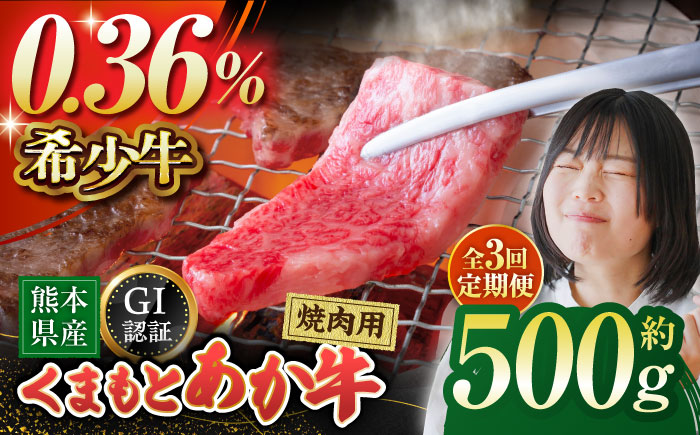 【3回定期便】GI認証 くまもとあか牛 焼肉用 約500ｇ【山鹿市（桜屋）】 [ZBO062]