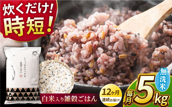 〈令和7年度新米〉 【全12回定期便】水研ぎ不要 雑穀ごはん 無洗米 5kg 【株式会社 農産ベストパートナー】 新米 令和7年産 [ZBP148]