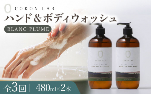 【全3回定期便】COKONLAB ハンド＆ボディウォッシュ ブランプリュム480ml×2本【株式会社 あつまるホールディングス NSP山鹿工場】 [ZBR021]