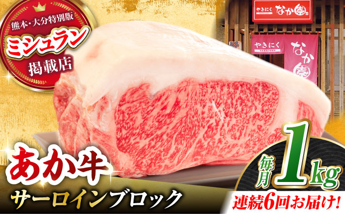 【6回定期便】くまもとあか牛 サーロイン ステーキ ブロック肉 約1kg【有限会社スイートサプライなかぞの】 [ZBV061]