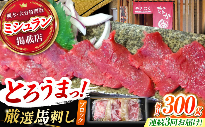 【3回定期便】熊本 馬刺し「なか園」赤身馬刺し 約300ｇ【有限会社スイートサプライなかぞの】 [ZBV071]