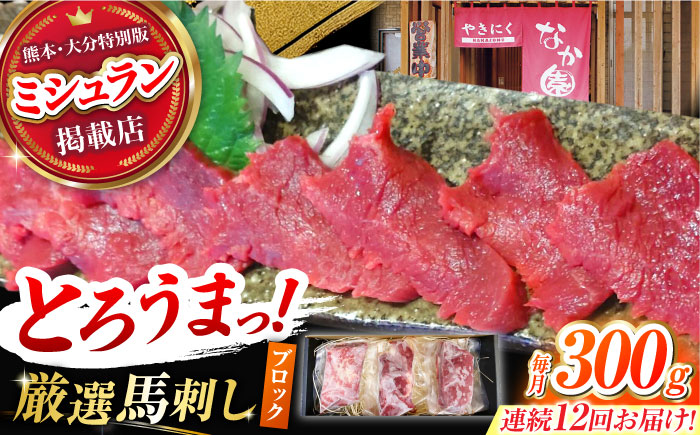 【12回定期便】熊本 馬刺し「なか園」赤身馬刺し 約300ｇ【有限会社スイートサプライなかぞの】 [ZBV073]