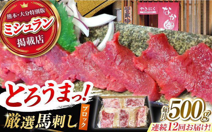 【12回定期便】熊本 馬刺し「なか園」赤身馬刺し 約500ｇ【有限会社スイートサプライなかぞの】 [ZBV079]