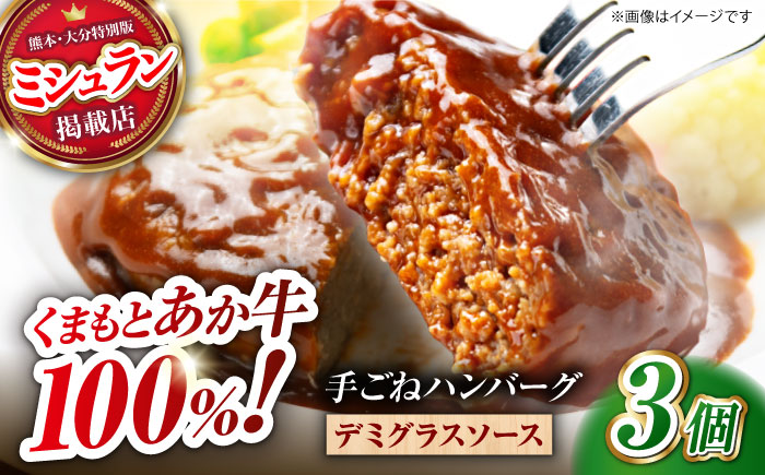 くまもとあか牛100%手ごねハンバーグ　デミグラスソース煮込み（約300ｇ×３個　デミグラスソース込み）　【有限会社スイートサプライなかぞの】 [ZBV099]