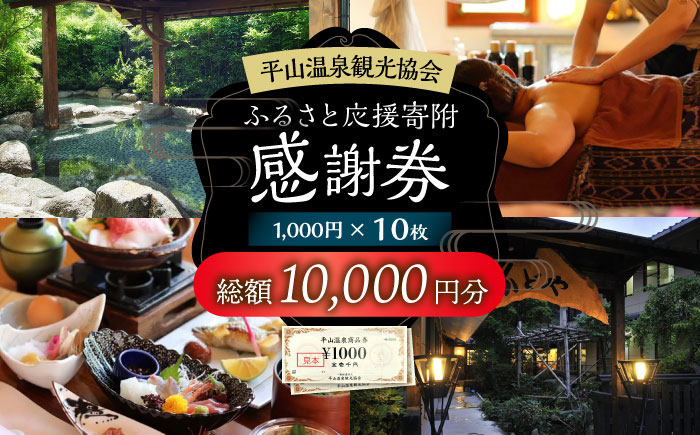平山温泉 観光協会ふるさと応援寄附 感謝券 1,000円相当×10枚【一般社団法人 平山温泉観光協会】 [ZBW003]