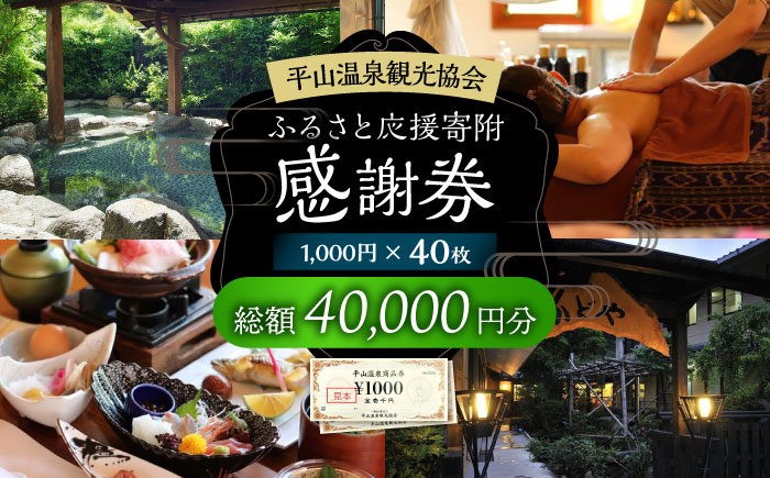平山温泉 観光協会ふるさと応援寄附 感謝券 1,000円相当×40枚【一般社団法人 平山温泉観光協会】 [ZBW013]