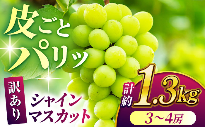【先行予約】【訳あり】シャインマスカット 約1.3kg(3～4房)【合同会社 社方園】 [ZBZ029]