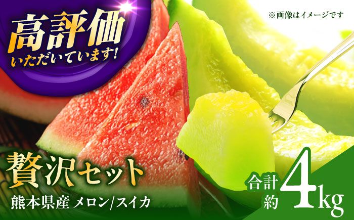 【先行予約】 肥後グリーン メロン 1玉＆小玉 すいか 1玉【合同会社 福福堂】 [ZCN004]