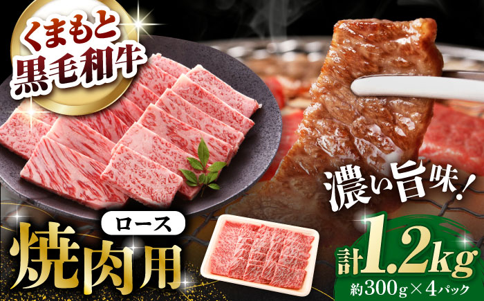 熊本県産 黒毛和牛 ロース 焼肉用 約1.2kg（約300g×4pc）【有限会社 九州食肉産業】 [ZDQ152]