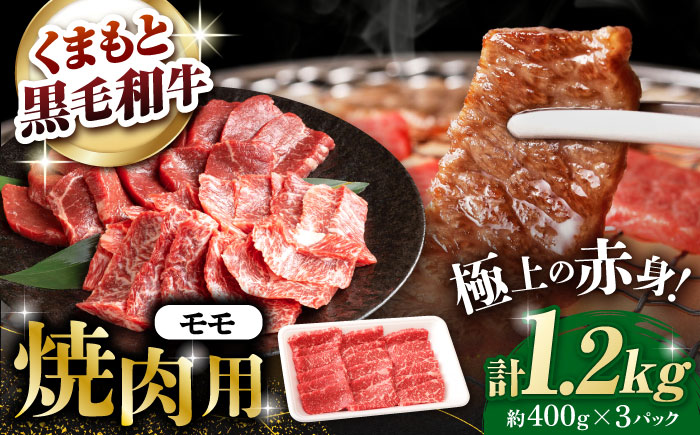 熊本県産 黒毛和牛 モモ 焼肉用 約1.2kg(約400g×3pc)【有限会社 九州食肉産業】 [ZDQ158]
