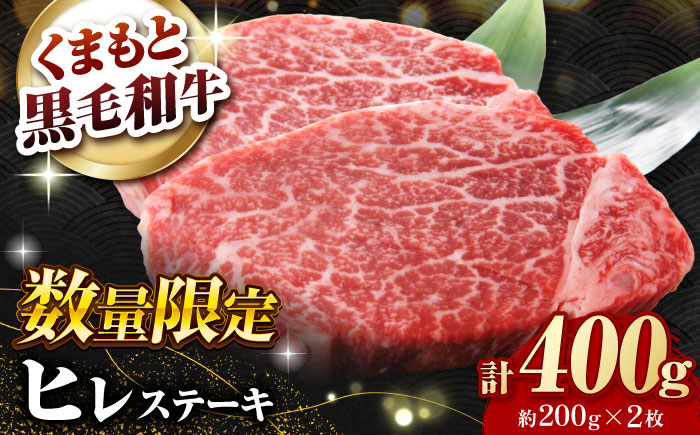 熊本県産 黒毛和牛 ヒレステーキ 約400g（約200g×2枚）【有限会社 九州食肉産業】 [ZDQ161]