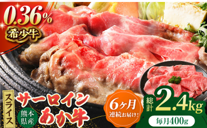 【6回定期便】あか牛サーロイン スライス 約400g（約200g×2pc）【吉里精肉】 [ZEW055]