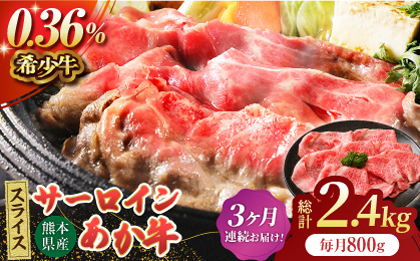 【3回定期便】あか牛サーロイン スライス 約800g（約200g×4pc）【吉里精肉】 [ZEW057]