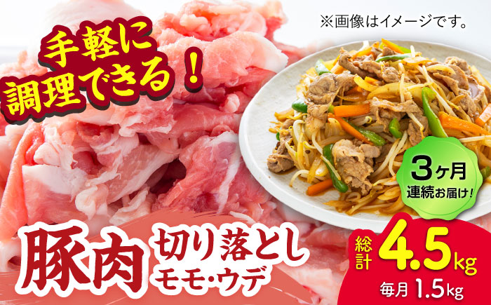 【3回定期便】豚肉切り落とし（モモ・ウデ部位指定なし）約1.5kg（約300g×5pc）【吉里精肉】 [ZEW084]