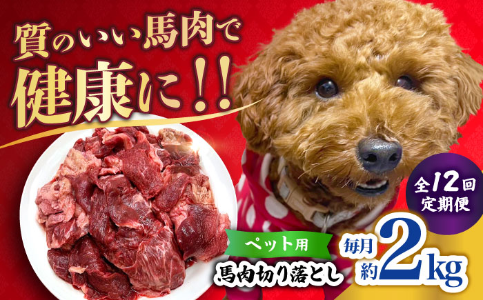 【全12回定期便】ペット用 馬肉 切り落とし (2kg)  【合同会社　長岡フーズ】 [ZFR060]
