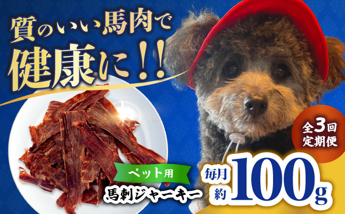 【全3回定期便】ペット用 馬刺しジャーキー 100g(50g×2) 【合同会社　長岡フーズ】 [ZFR062]