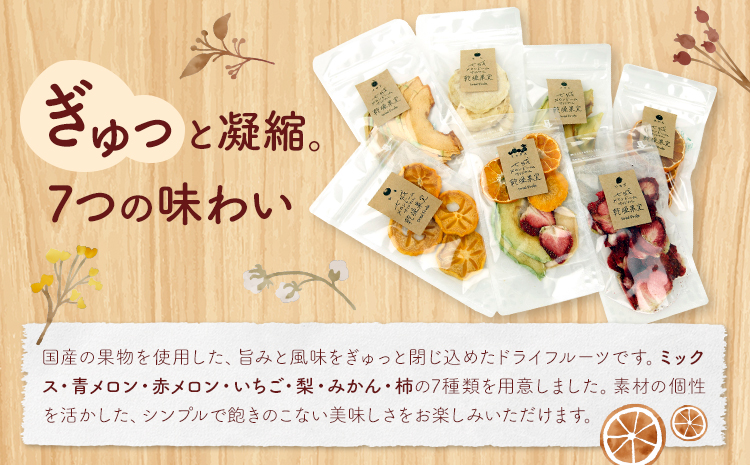 七種のドライフルーツセット 30g×7袋 【メロンドーム】 ミックス 青メロン 赤メロン いちご 梨 みかん 柿 ドライフルーツ フルーツ 食べ比べ セット 7種類 梨 メロン みかん いちご 送料無料《90日以内に出荷予定(土日祝除く)》---003-2413---