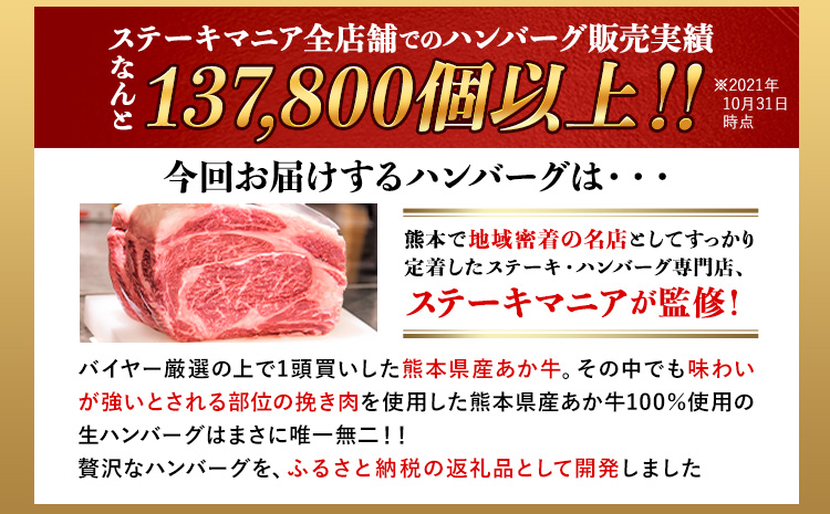 ステーキマニア監修 熊本県産あか牛100%生ハンバーグ 140g×39個入り《2026年1月中旬-3月末頃出荷》熊本県産あか牛 バイキングベーカリー 冷凍---300-5029---
