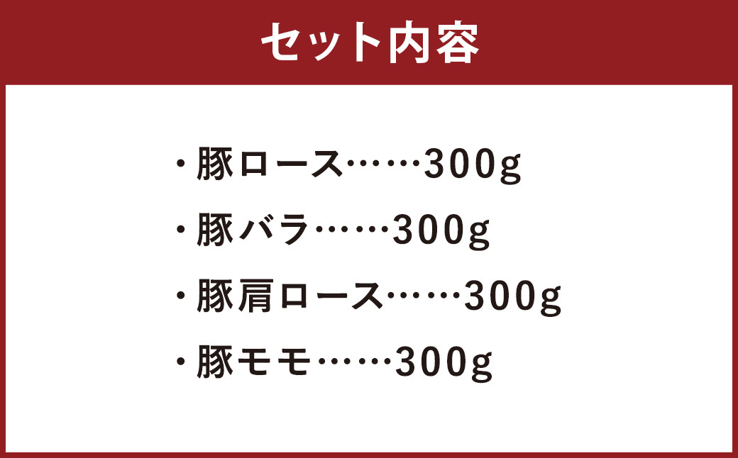 豚肉（金TONG）しゃぶしゃぶセット 計1.2kg（300g×4種）食べ比べ 国産《90日以内に出荷予定(土日祝除く)》---005-1971---