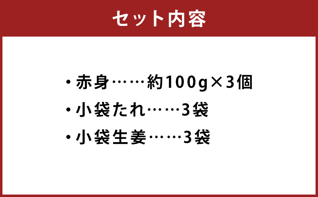 熊本 馬刺し 赤身 約300g (約100g×3個) 《90日以内に出荷予定(土日祝除く)》 生姜 タレ付き 馬刺 馬肉---144-2119---