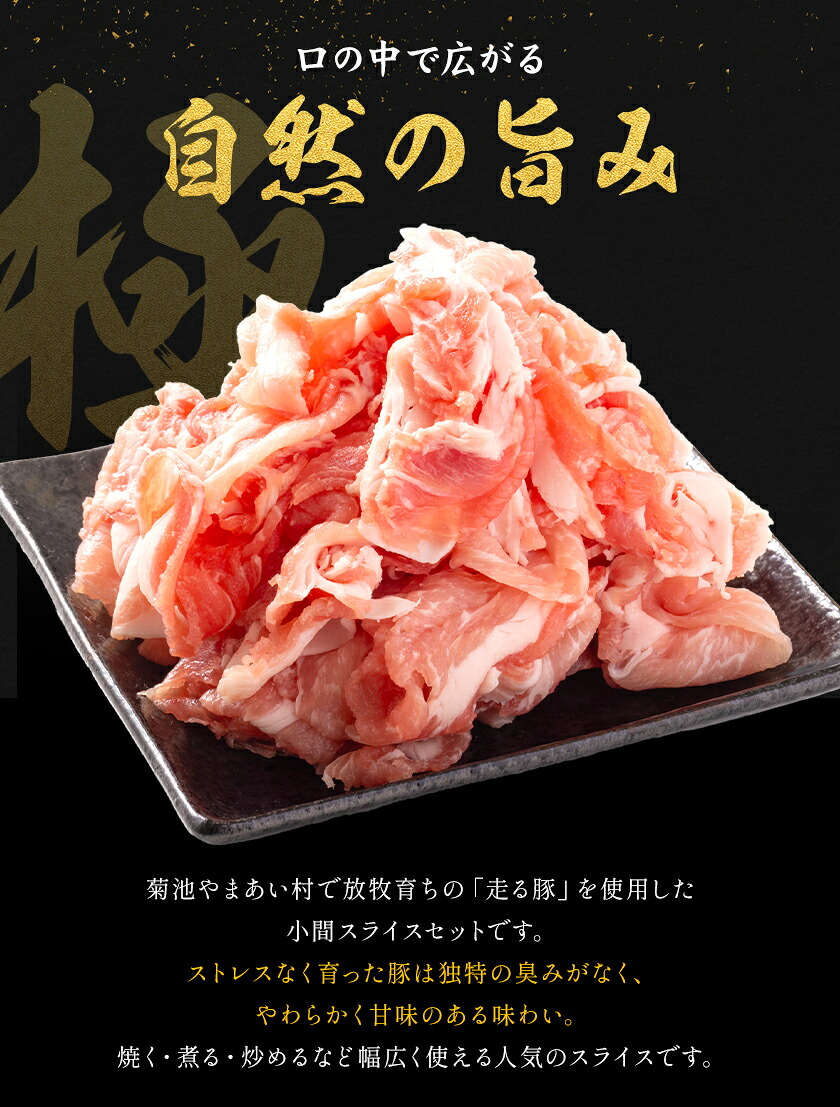 菊池やまあいの豚小間スライス 2kg 《90日以内に出荷予定》(土日祝除く)》1パック200g 豚肉 豚小間 スライス済み 小分け 熊本県産 九州産 国産 冷凍 送料無料---167-1902---