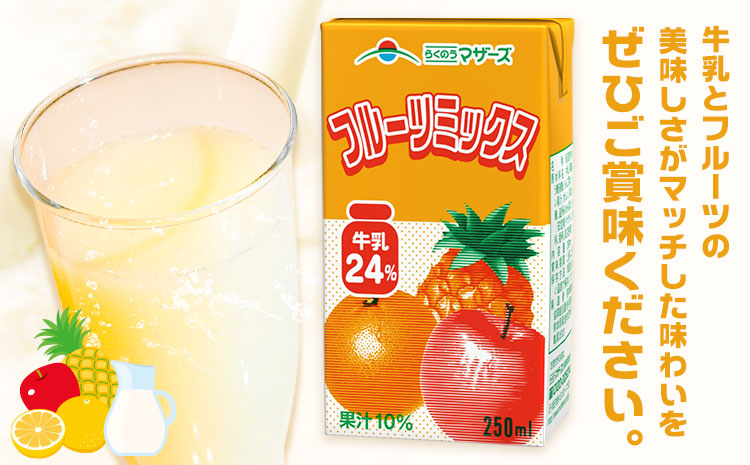 常温保存可能 フルーツミックス 250ml×48本 合同会社たべたせいか《30日以内に出荷予定(土日祝除く)》熊本県 菊池市 ミックスジュース らくのうマザーズ フルーツ牛乳 フルーツ ジュース 紙パック ジュース ドリンク ---0016-3179---