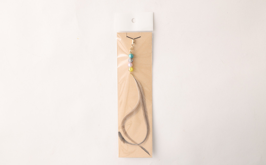 エミュー ストラップ 全長約20cm ストラップ付き 縁結び 羽根 雑貨 小物st-p