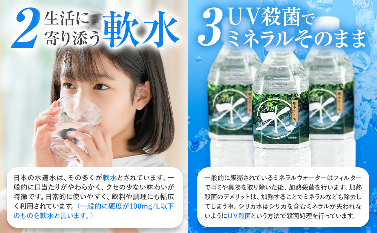 水 シリカ水 500ml × 48本 有限会社七城町特産品センター メロンドーム 《30日以内に出荷予定(土日祝除く)》 熊本県 菊池市 水 軟水 飲料 ドリンク 清涼飲料水 天然地下水 ペットボトル ミネラルウォーター 定期便 送料無料---003-1495---