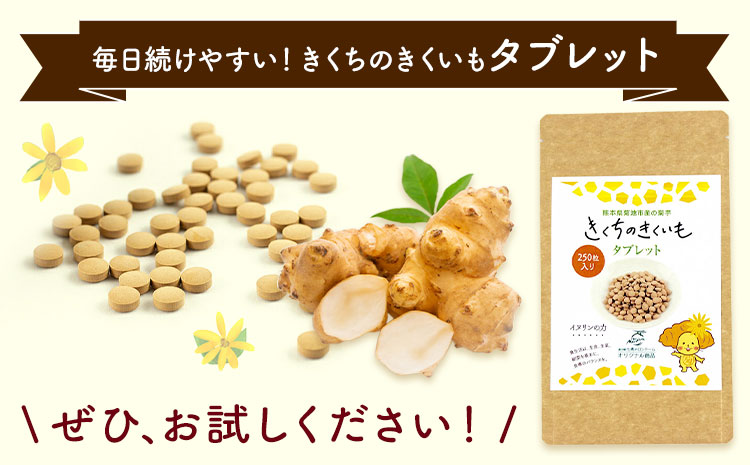 【5ヶ月定期便】きくちのきくいも タブレット 250粒入り 2個×5回お届け 合計10個 有限会社七城町特産品センター《お申込み月の翌月から出荷開始》熊本県 菊池市 健康食品 錠剤 サプリ 菊芋 タブレット---003-1689---