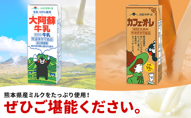 常温保存可能 らくのうマザーズ 詰め合わせ セット 大阿蘇牛乳 ＆ カフェ・オ・レ 200ml×12本ずつ 計24本 合同会社たべたせいか《30日以内に出荷予定(土日祝除く)》熊本県 菊池市 大阿蘇牛乳 カフェオレ 乳飲料 乳性飲料 らくのうマザーズ ドリンク---016-1516---