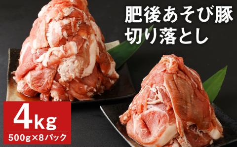 肥後 あそび豚 切落し 計4㎏（500g×8パック） 国産 豚肉 《90日以内に出荷予定(土日祝除く)》 ---015-1984---