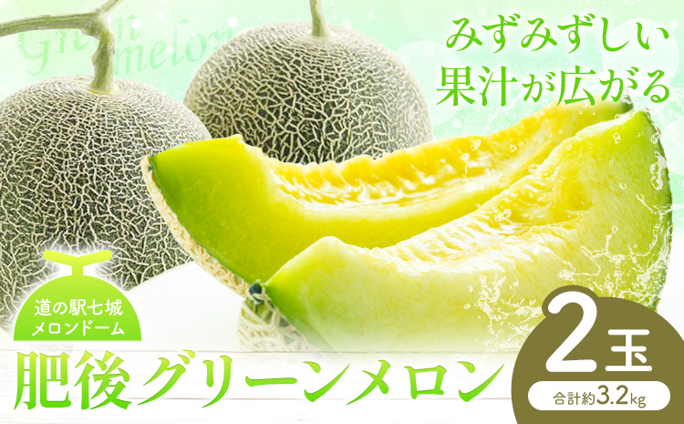 肥後グリーン メロン 2玉 約3.2kg 七城町特産品センター《5月中旬-6月末頃出荷》熊本県 菊池市 メロン 果物 フルーツ 九州産 熊本県産 めろん グリーンメロン---003-0109---