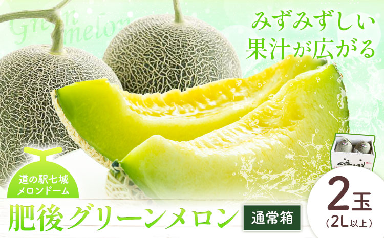 【先行予約】肥後グリーンメロン 2玉 2L以上 通常箱【メロンドーム】 有限会社七城町特産品センター《5月中旬-6月中旬頃出荷》熊本県 菊池市 メロン グリーンメロン 果物 フルーツ 熊本県産 送料無料---003-1571---