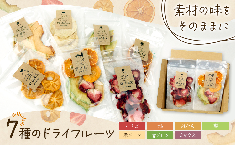 七種のドライフルーツセット 30g×7袋 【メロンドーム】 ミックス 青メロン 赤メロン いちご 梨 みかん 柿 ドライフルーツ フルーツ 食べ比べ セット 7種類 梨 メロン みかん いちご 送料無料《90日以内に出荷予定(土日祝除く)》---003-2413---