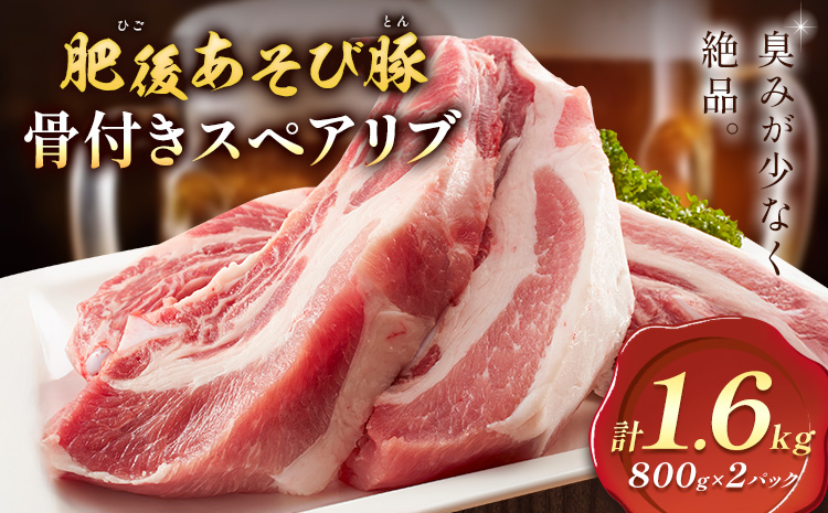 肥後あそび豚 骨付き スペアリブ 800g×2パック 合計1.6kg 株式会社さつま屋産業 ぶた ブタ 豚肉 肉 ブランド豚 骨付き肉 スペアリブ 国産 九州産 熊本県産 菊池市産 冷凍 送料無料 《90日以内に出荷予定(土日祝除く)》---015-1979---