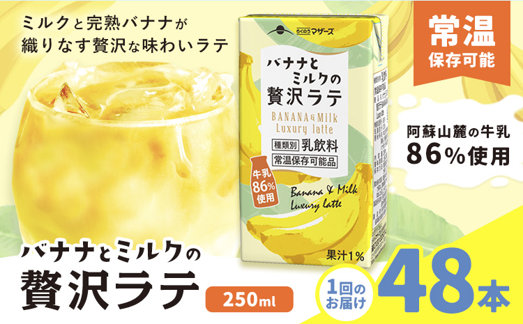 バナナとミルクの贅沢ラテ 【1回】250ml×48本 合同会社たべたせいか《30日以内に出荷予定(土日祝除く)》 バナナラテ バナナミルク 完熟バナナ ミルク ラテ フルーツラテ 牛乳 らくのうマザーズ 紙パック 熊本県産 国産 熊本県 菊池市 送料無料---0016-3277---