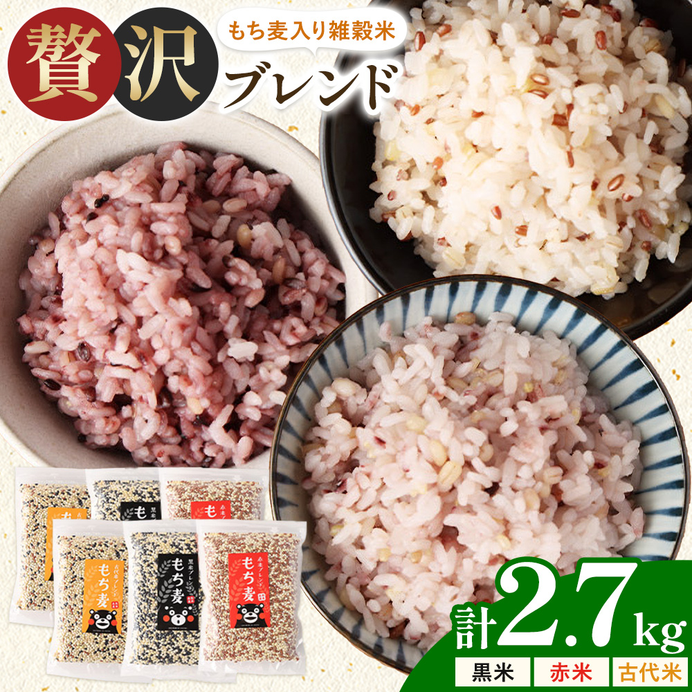 もち麦入り雑穀米 贅沢ブレンド 600g×3種類 各2袋 合同会社くまもとごはん《30日以内に出荷予定(土日祝除く)》熊本県菊池産 残留農薬不検出 真空パック 便利なチャック付 お米 もち麦 雑穀米 セット 九州産 熊本県産 菊池市産 送料無料---026-5052---
