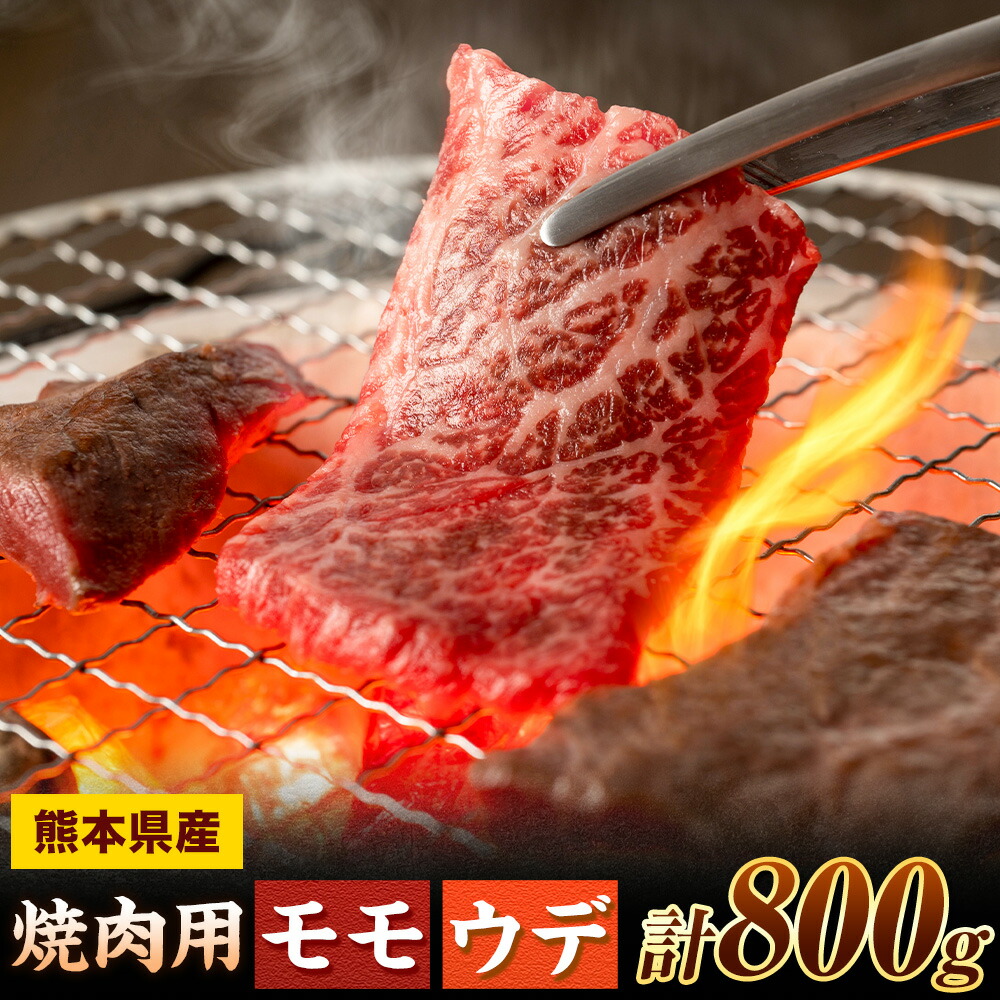 焼肉用 モモ・ウデ 合計800g 黒毛和牛 カット済み 有限会社中田精肉店舗 《45日以内に出荷予定(土日祝除く)》 熊本県 菊池市 お肉 和牛 焼き肉 キャンプ バーベキュー 熊本県産 九州産 国産---105-2094---