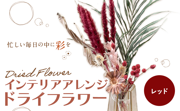 ドライフラワー インテリアアレンジ レッド 7種類12本以上 ドライフラワー アレンジ デザインおまかせ フラワーアレンジ インテリア ラッピング 花 送料無料《90日以内に出荷予定(土日祝除く)》---123-2470-R---
