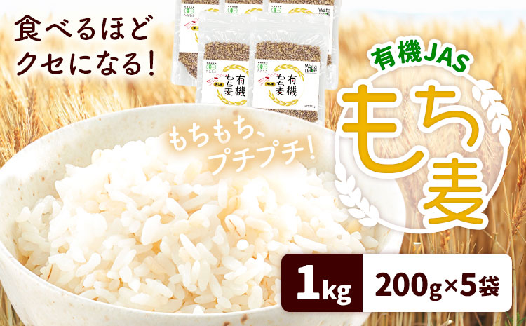 有機JAS もち麦 合計1kg 200g×5袋 渡辺農産 《90日以内に出荷予定(土日祝除く)》 熊本県 菊池市 もちむぎ ダイシモチ 国産 九州産 熊本県産 ---171-1916---
