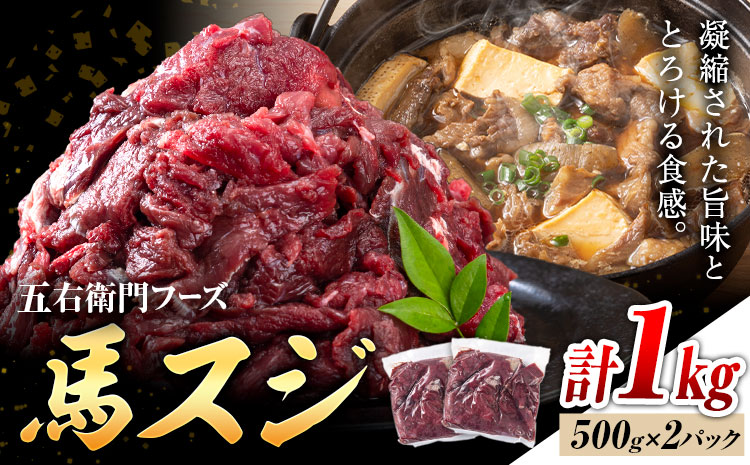 【ふるさと納税】馬スジ 合計1kg 500g×2パック 五右衛門フーズ《90日以内に出荷予定(土日祝除く)》 小分け すじ 馬すじ 馬肉 冷凍---187-2321---